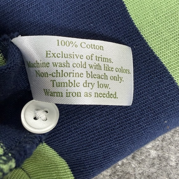 Criquet Polo Shirt Men's Large Blue Green Striped Long Sleeve Rugby Golf - Picture 4 of 7